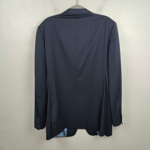 Ermenegildo Zegna Blazer Mens 46L Navy Blue 100% Wool 3 Button Suit Jacket - Picture 4 of 11
